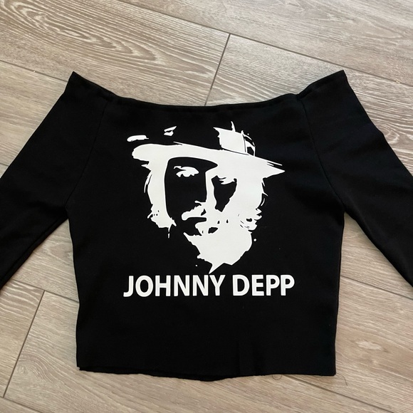 New JOHNNY DEPP black crop top Short Sleeve for women size S Justice For Johnny - Picture 8 of 8